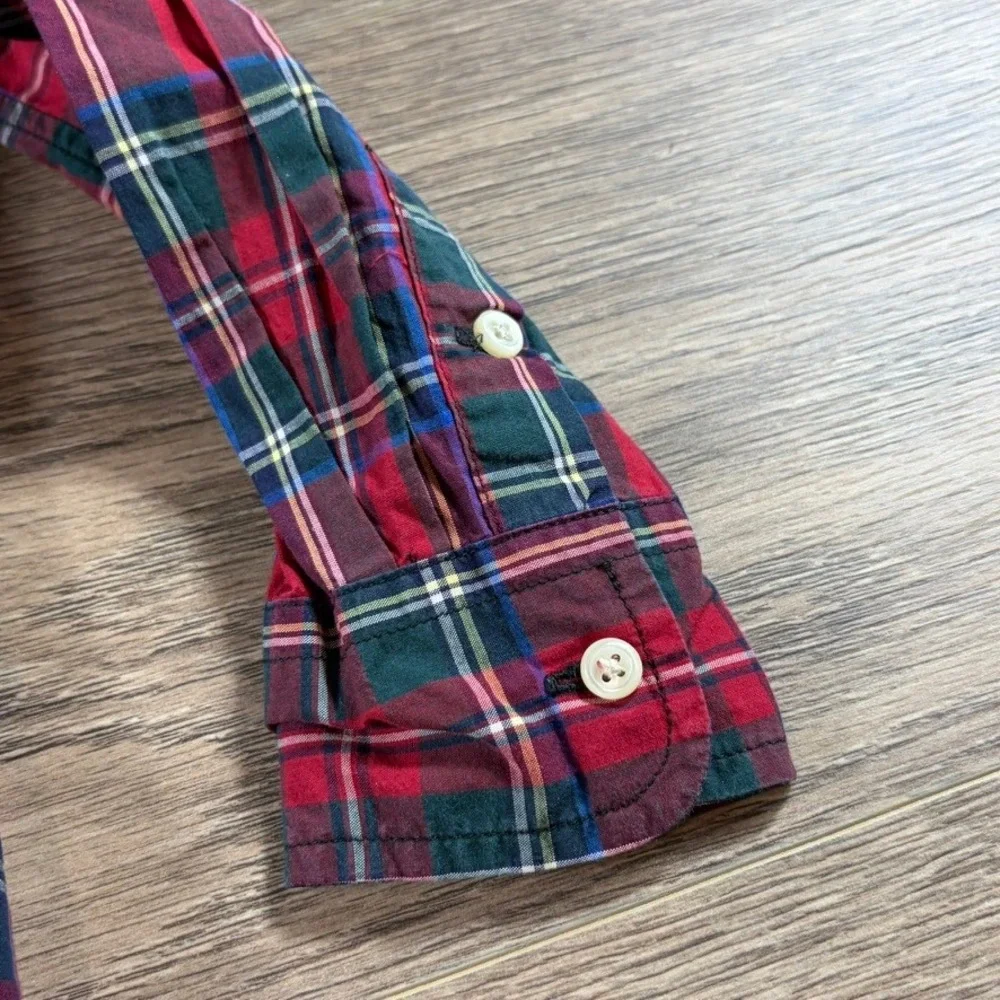 Ralph Lauren Boys Red Plaid Cotton Button Down Shirt Size 6 Pony Holiday Preppy